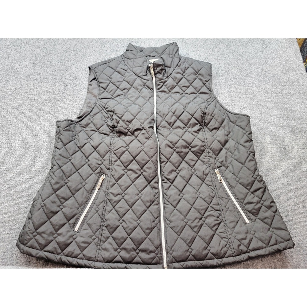 Kenneth Cole New York Womens Black Quilted Puffer Vest 3X R1WQT308 Mock Neck
